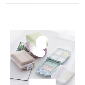 Hộp Thuốc Mini 8 Ngăn Lúa Mạch – Có Ngăn Giữa Rộng Gập Gọn Nắp Kín Chống Ẩm Nhỏ Gọn Tiện Lợi