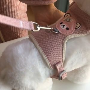 CHONG CHONG Pet Dog Harness with Leash Cute Bear Pattern Harness for dog cat rabbit