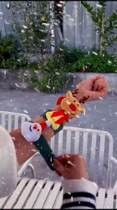 4PCS Christmas Slap Bracelet Christmas Gift Toys For Kids Xmas Wristband Elk Santa Claus Clap Bracelets