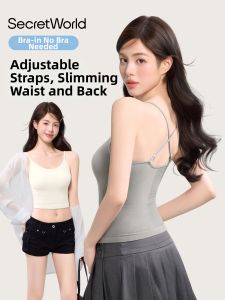 Secret World | Back Beauty Bra-in-One Camisole Underwear White