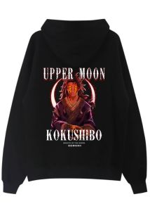Bandai | Demon Slayer Fall/Winter Halloween Cosplay Hoodie 2025 Classic Anime Kokushibo Character Print Loose and Plush Hooded Sweatshirt
