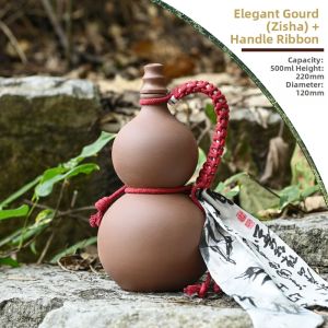 High-End Ceramic Gourd-Shaped Wine Bottle Sealable Outdoor Water Pot Chaihuo Ceramic Handmade Crafted Vinegar Bottle Tea Pot
