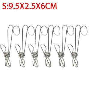 6-24PCS Stainless Steel Clothespins With Hooks Metal Spring Clips With Hooks Universal Hanging Clips Offices Kitchens Bathroom