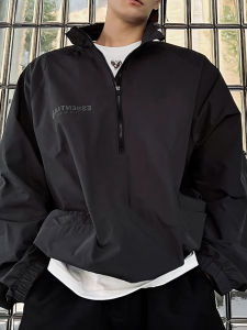 American High Street Style Mens Jacket Autumn Season Half Zipper FOG MIKI Essentials Trendy Brand Casual Wear Polyester Fabric