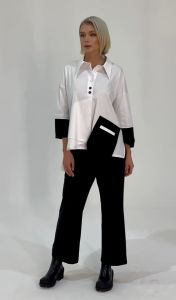 Nilmark Elegant White Button-Up with Asymmetrical Design