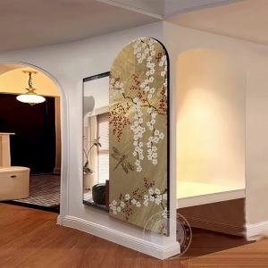 Dressing mirror with stand dressing mirror wall mirror full length mirror with storage wall mirror full length New Chinese style floating gold push-pull full-length mirror 镜子全身