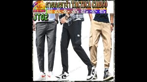 กางเกงคาร์โก้ กางเกงเอวยืดขาจั้ม กางเกงสไตล์เกาหลี JT01-2 ใส่ได้ทั้งชาย-หญิงเอวยืดมีเชือกผูกมีกระเป๋า2ข้างใส่สบายเหมาะเดินป่า JOGGER