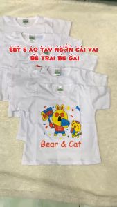 Combo 5 áo ngắn tay bé sơ sinh cài cúc vai cho bé trai bé gái 100% cotton Bossini 5-32kg áo cộc tay bé sơ sinh