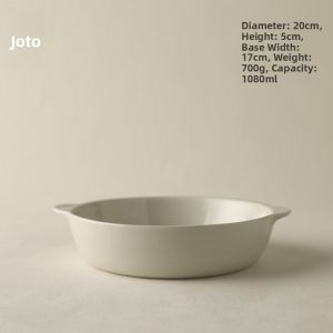 JOTO | Home Use Ceramic Double Handle Plate Round Deep Dish Fish Plate Underglaze Color Dinnerware