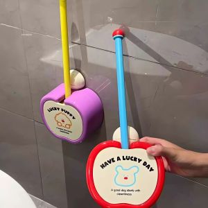 Wall-Mounted Toilet Brush Home Use Silicone Suction Cup Design No Drilling Needed Soft Bristle Brush for Clean Living Space