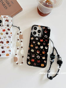 Cute Cat Headphone Bracelet Full Cover Anti-Fall Girl Heart  17 Phone Case 16Promax New Model 15 Soft Korean Style Cartoon