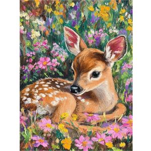 Kayou | Paint By Numbers Kit for Adults Beginner 40X50CM Forest Fawn Flower DIY Canvas Painting Home Wall Decor Art Craft Gift