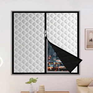 Winter Warm Curtains Windproof Cold Proof Heat-Insulating Blackout Curtains Sealed Windows Soundproof Portable No Drilling