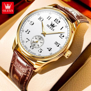 OLEVS Watch For Men Waterproof 2024 Original Branded Luxury Business Leather Luminous Calendar Quartz Men Casual Watches