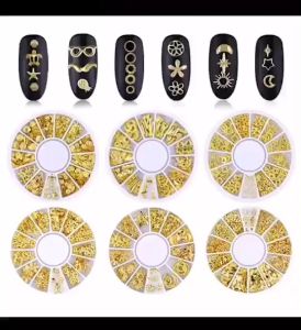 อะไหล่สีทองติดเล็บ ตลับกลม 12ช่อง รหัส XY