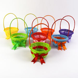 Bows Basket Rattan Woven Small Basket DIY Handmade Basketball Hoop Gift Candy Basket In Stock