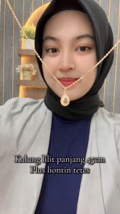 Kalung Liontin Tetes Mata Hitam Putih Rantai Lilit Panjang 45cm - Pelangi Surabaya