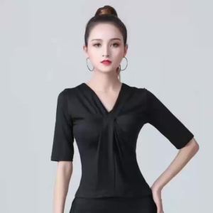Women Latin Dance Short Sleeve Top Professional Ballroom Competition Stage Performance Top Tango Cha Practice Dance Wear