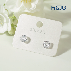Bông Tai Nụ Bạc 925 HGJG Đính Đá CZ Trắng Lấp Lánh Bông Tai 7mm Đơn Giản Nhỏ Xinh Đeo Hằng Ngày