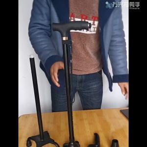 【Msia Stock】Crutches for the elderly one foot four corners telescopic cane aluminum alloy light non-slip crutches