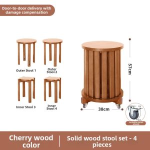 Stackable Movable Rolling Round Stool