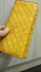 Prang Crocodile Leather Long Tri-fold Wallet กระเป๋าสตางค์สามพับยาว หนังต่อ หนังจระเข้ C-W33หนังต่อ-03-R