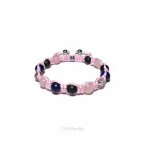 CW Manila - JEWELS Collection - 8mm Braided Bracelet - Onyx Rose Quartz and Lapis Lazuli with Faceted Zircon Spacers