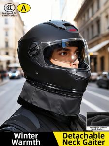 IRZR | Winter Warm Motorcycle Helmet with Dual Lenses and Removable Neck Warmer