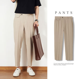 ชุดสองชิ้นลำลองสำหรับผู้ชาย ฤดูร้อน 2024 แฟชั่นธุรกิจแขนสั้น ชุดสองชิ้น ผ้าฝ้าย 9 ฟุต เอวกลาง ทรงหลวม ลำลอง สไตล์ฤดูร้อน