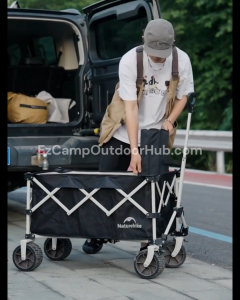 Naturehike Multi-Terrain Gathering Cart Portable Lightweight Multifunction Foldable Camping Trolley Large Capacity Outdoor Cart Garden Picnic Beach Wagon Collapsible 360°