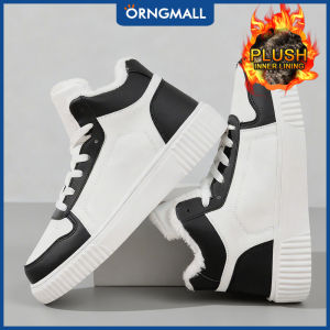 ORNGMALL Plush Lining Mens Casual Sneakers Breathable High-Cut Skate Shoes Lightweight Non-Slip Comfortable Sports Running Walking Shoes for Men 36-45