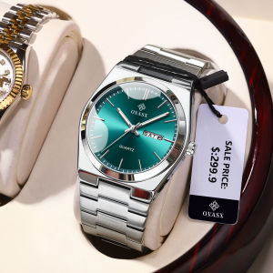Đồng hồ nam chính hãng OVASX dây thép không gỉ lịch phát sáng đa chức năng chống nước 100% 8218