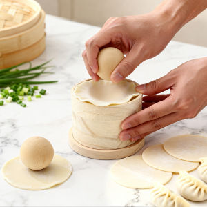 Wood Dumpling Maker Press Tool Wood Mold and Ball Manual Dough Skin Presser Hand Pie Rolling Tool Quick Dumpling Wrapper Maker