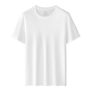 Miiow | Pure Cotton Three-Proof Short Sleeve T-Shirt Round Neck Mens Summer New Style Waterproof Stain-resistant Youth Full Cotton White