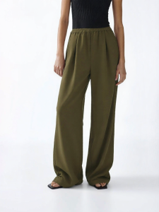 AMII | Elastic Waist Wide Leg Pants Black