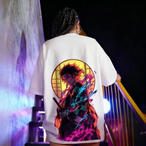 Demon Slayer Anime Print Pure Cotton Short-sleeved 2025 Mens And Womens Loose Sporty Summer Fashion Round-neck T-shirt Ins