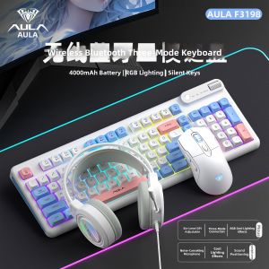 AULA | 3-Mode Wireless Bluetooth Quiet Gaming Office Keyboard Mouse Set