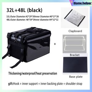Thermal Insulated Bag 32L/48L/62L Oxford cloth + pearl cotton + aluminum foil three-layer insulation material Super waterproof Delays temperature loss Food delivery bag motorcycle delivery food bag Food Business
