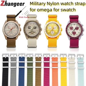 Zhangeer 20 22mm Nylon Watch Strap for Omega for Swatch Moon Planet Series Watch Band Flat Interface Universal Strap Canvas Fabric Sport Bracelet Belt Watch Accessories With Tool