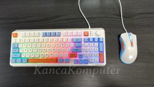 XUNFOX Gaming Keyboard RGB LED USB Wired 94 Keys Top Knob with Mouse - K820
