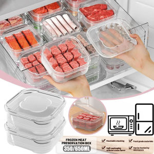 350/650ML Refrigerator Frozen Meat Antibacterial Fresh-Keeping Box Food-Grade Transparent PVC Fruit and Vegetable Sealed Fresh-Keeping Box