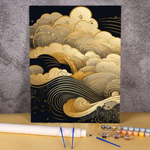 BILIBILI | Apanese Style Seascape Picture Number Drawing Sea Wave Oil Painting Package Adults Acrylic Paint By Numbers on Canvas Wall Art
