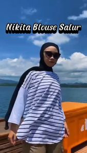 Blus Salur Oversize Nikita Blouse Katun CVC Mix Kaos Combed 24s S M L XL XXL 3XL Blouse Korean Style