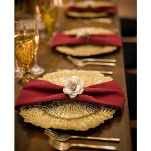 33CM Elegant Dinner Charger Plates Embossed Design Wedding Hotel Party Craft Tray Fruit Dish Dim Sum Dish