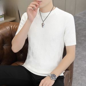 HENGYUANXIANG | Hengyuanxiang Thickened Half Sleeve Round Neck Knitwear For Men Fashionable Slim Fit Warm Pure Color Spring Autumn T-Shirt