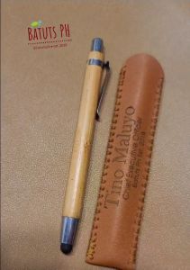 BatutsPh - Personalized Bamboo Pen with Leather Sleeve Souvenirs Giveaways Pen for Boss with Gel Refill