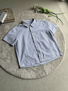 เสื้อเชิ้ตแขนสั้นลายทางสีฟ้าอ่อน Xanvas Cleanfit ทรงหลวมสบาย ๆ สำหรับผู้ชาย ฤดูร้อน 2025 คอโปโล ปกติ