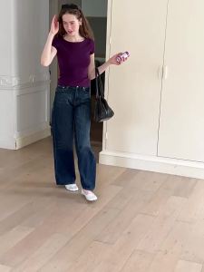 Áo Thun Tay Ngắn Form Ôm Màu Đơn Cổ Tròn cho Nữ