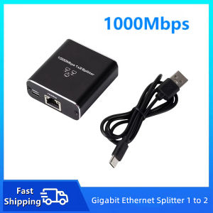 TABLLYUGE 1000Mbps RJ45 Splitter 1To2 Adapter Network Splitter Cable Extender Gigabit LAN Connector for PC Router Laptop TV Box