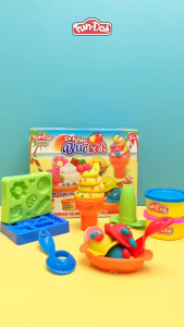 KIDZOONAA - FUNDOH ES KRIM BUCKET MAINAN EDUKASI ANAK LILIN CLAY PLASTISIN BENTUK ICE CREAM (28220)